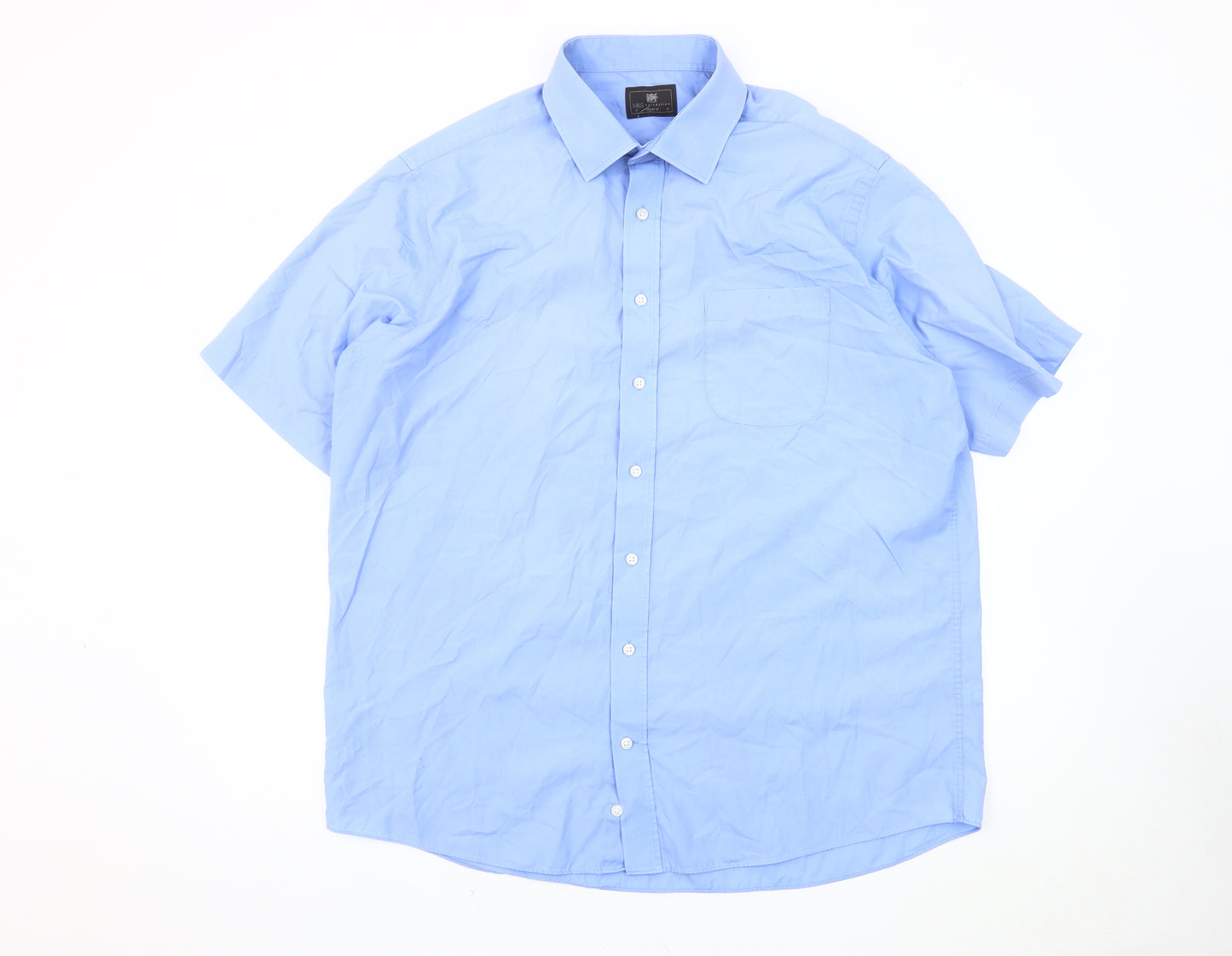 Marks and Spencer Men's Blue Regular Fit Casual Shirt