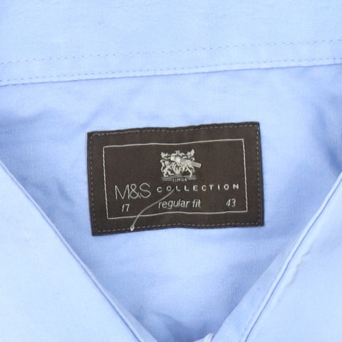 Marks and Spencer Men's Blue Regular Fit Casual Shirt