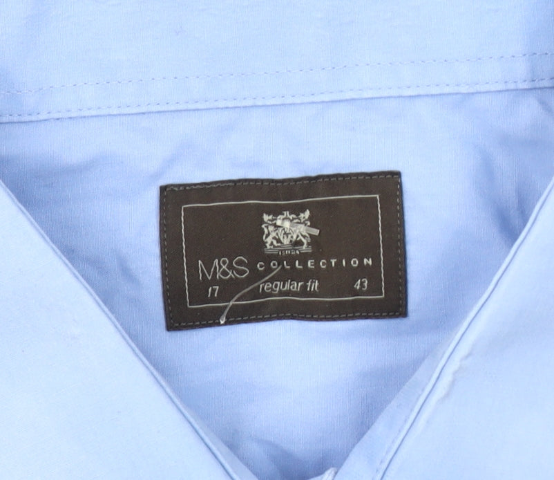 Marks and Spencer Men's Blue Regular Fit Casual Shirt