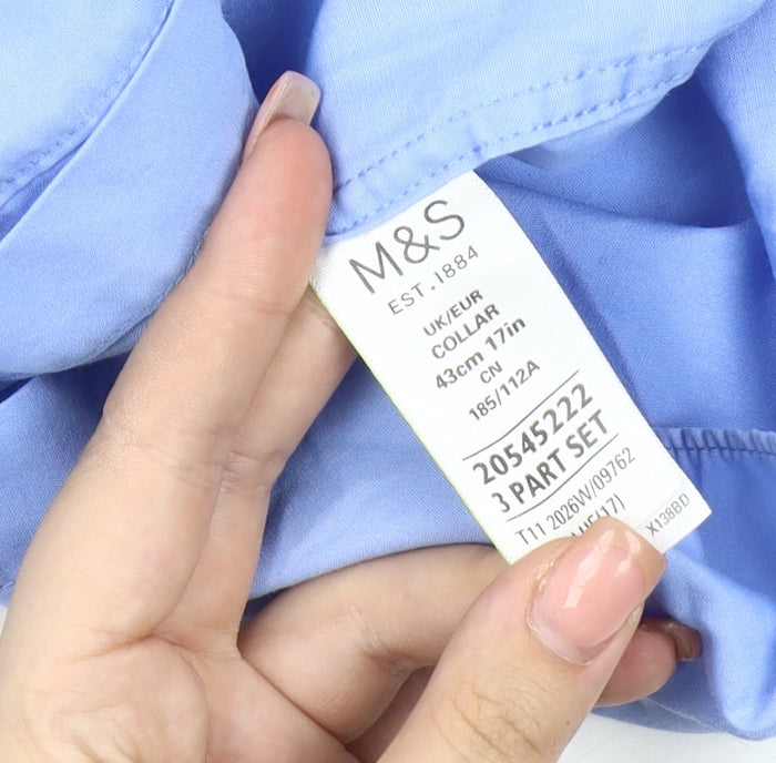 Marks and Spencer Men's Blue Regular Fit Casual Shirt