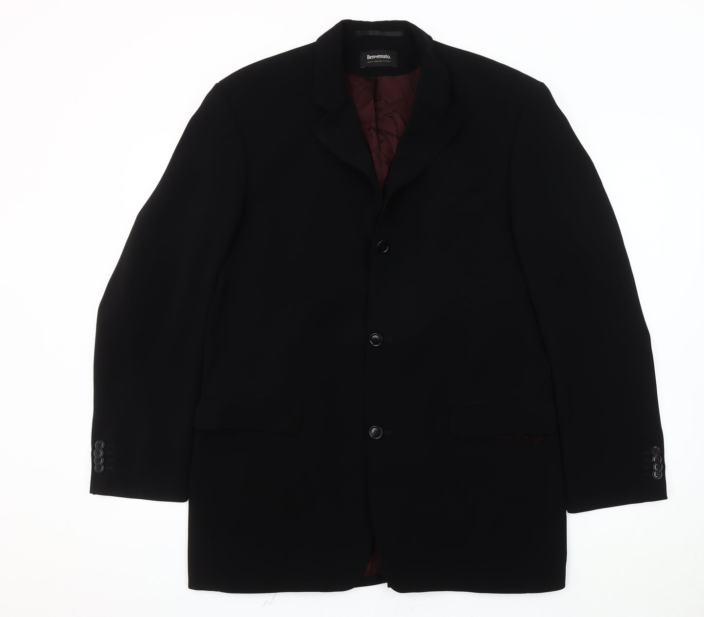 Benvenuto Men's Black Blazer Size 48 Regular Fit