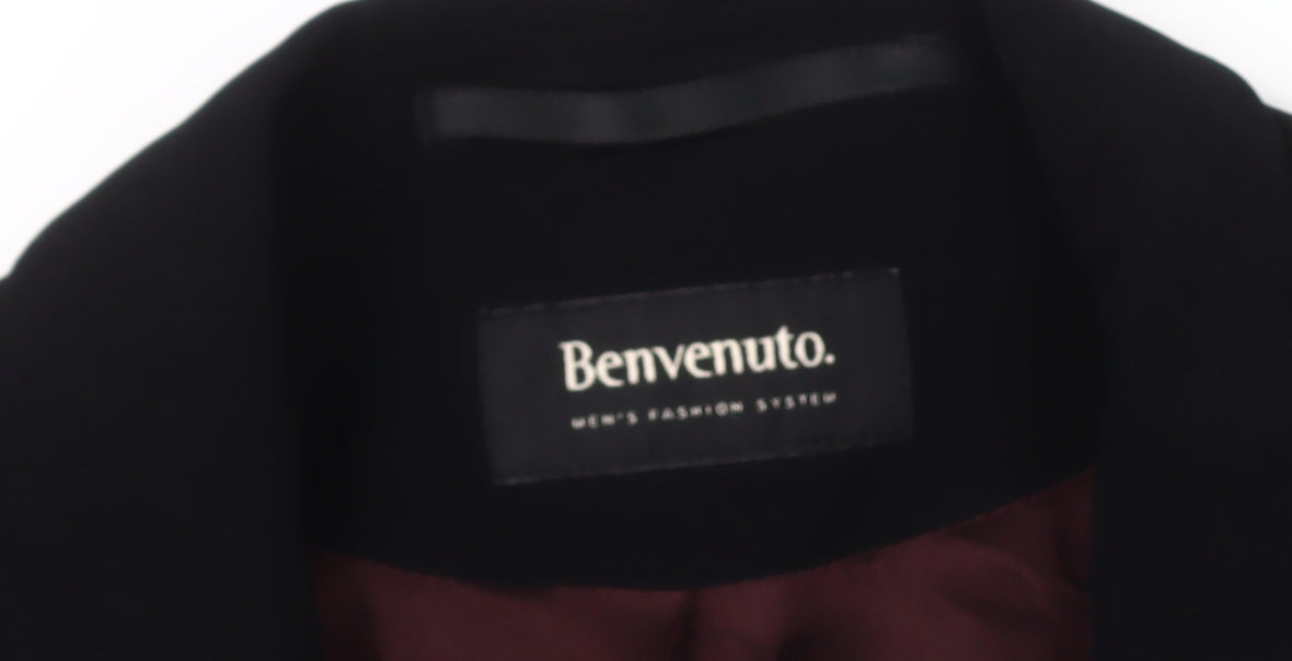 Benvenuto Men's Black Blazer Size 48 Regular Fit