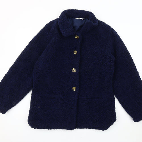 Damart Women's Blue Buttoned Coat - Size 10