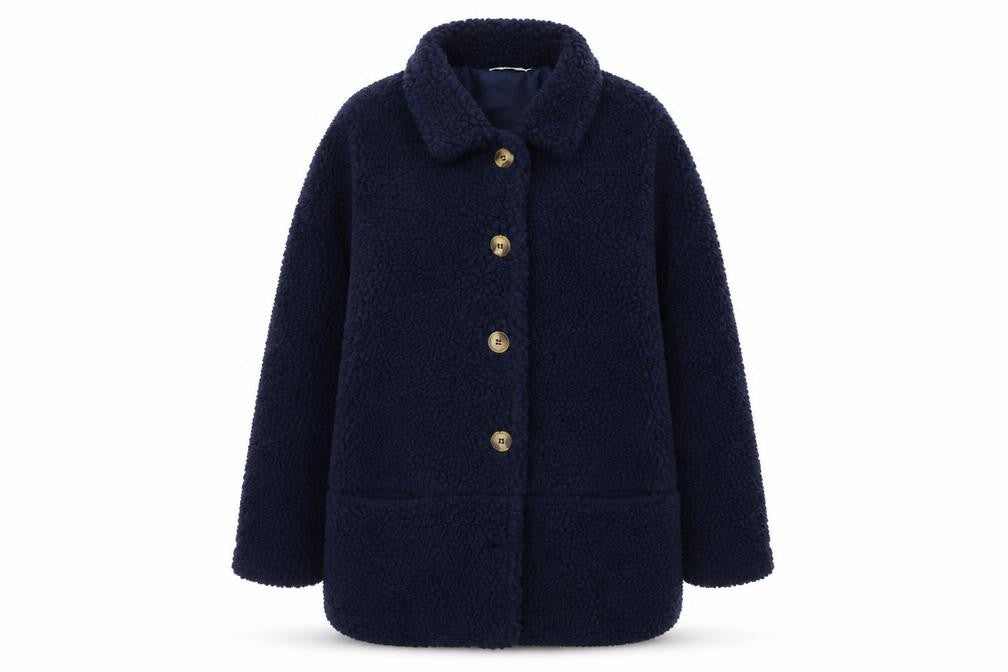 Front view of Damart Women's Blue Buttoned Coat -, size 10