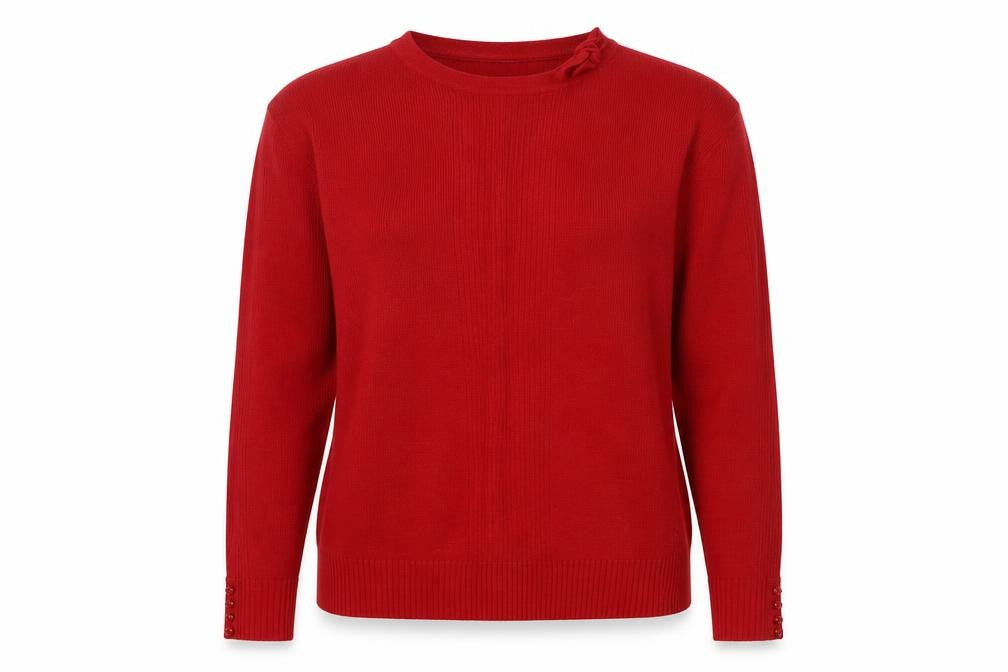 Front view of Berkertex Women's Red Acrylic jumper, size 10-12