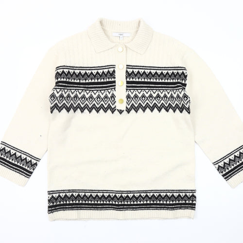 Next Men's Ivory Henley Jumper (M) – Fair Isle Design