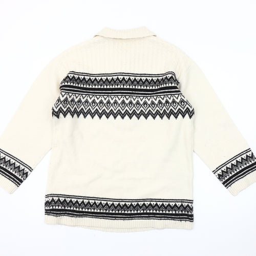 Next Men's Ivory Henley Jumper (M) – Fair Isle Design