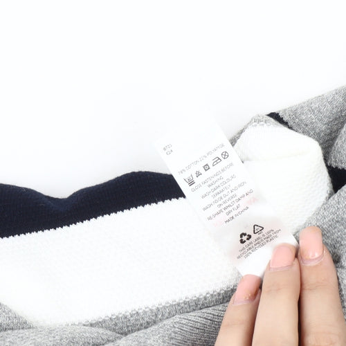 Very Men's Grey Striped 1/4 Zip Sweatshirt M