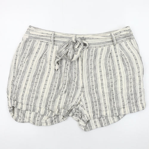 Marks and Spencer Women's Ivory Striped Shorts, Size 18