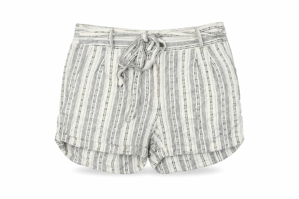 Front view of Marks & Spencer Women's Ivory Striped Shorts, size 18