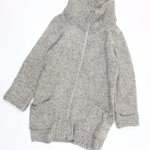Wallis Men's Grey Zipped Knit Mid-Length Jacket M