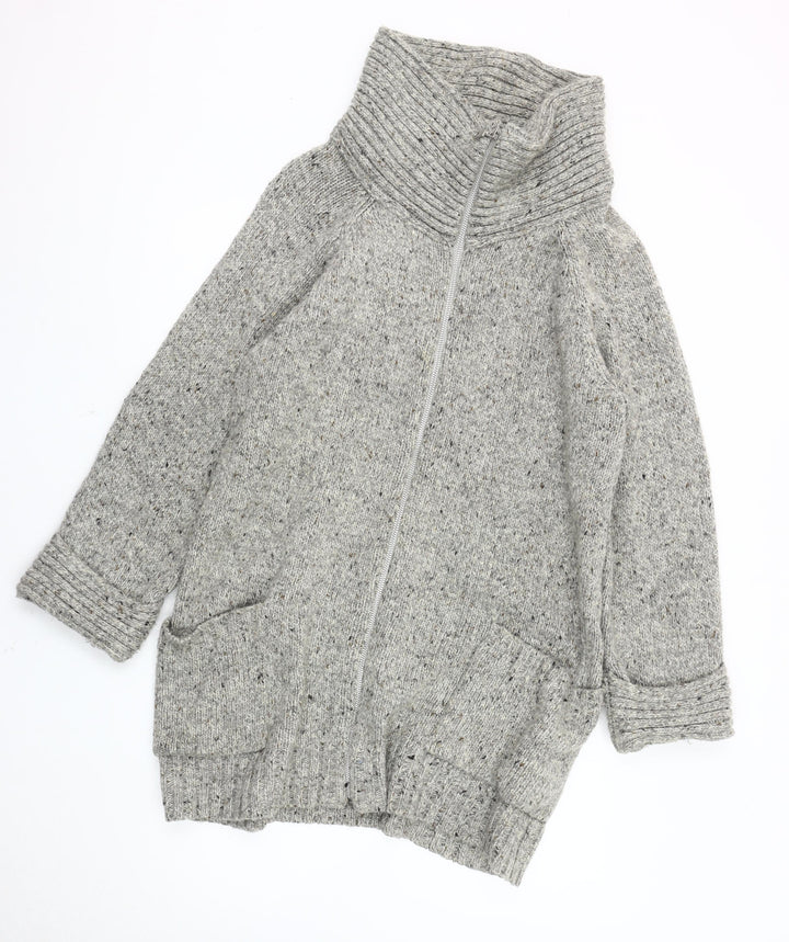 Wallis Men's Grey Zipped Knit Mid-Length Jacket M