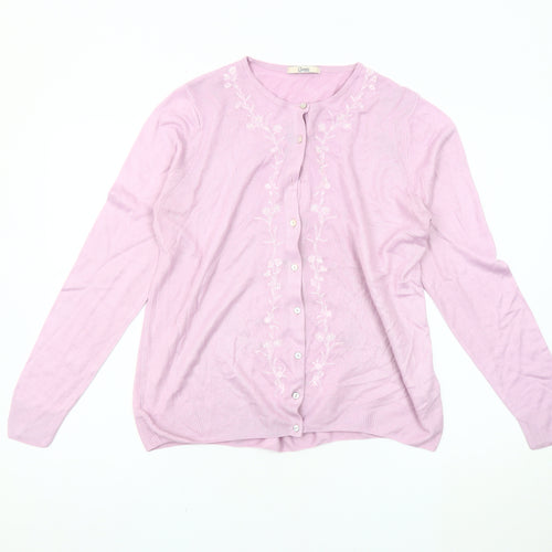 Marks & Spencer Women's Pink Cardigan, Size 16, Floral Knit