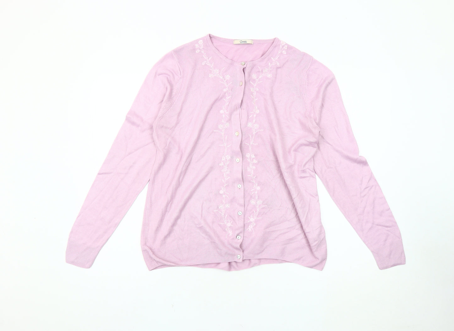 Marks & Spencer Women's Pink Cardigan, Size 16, Floral Knit