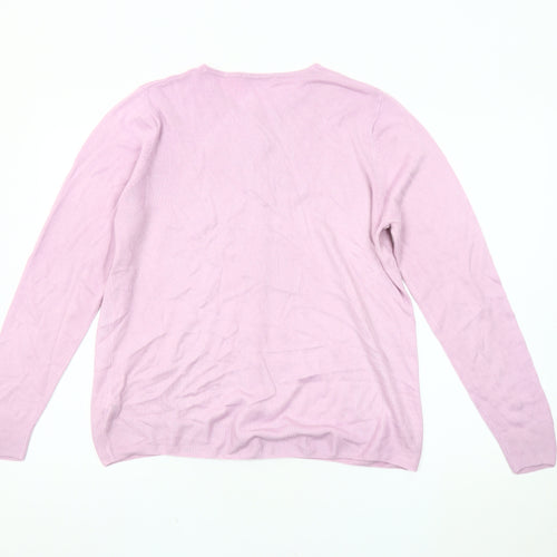 Marks & Spencer Women's Pink Cardigan, Size 16, Floral Knit