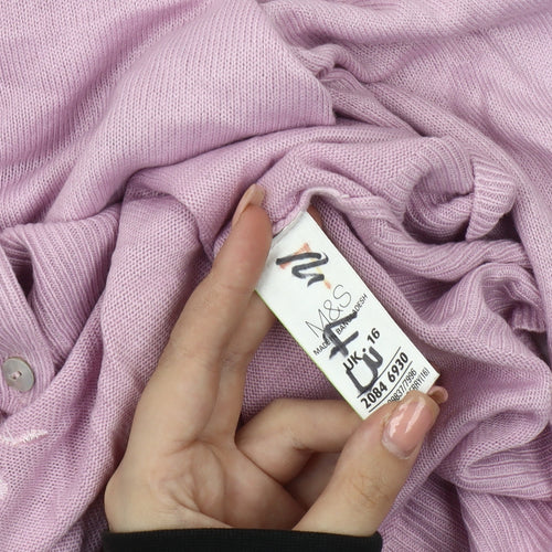 Marks & Spencer Women's Pink Cardigan, Size 16, Floral Knit