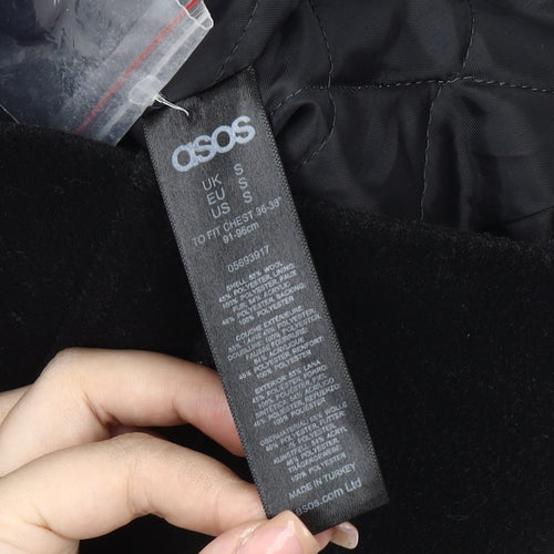 ASOS Unisex Black Biker Jacket, Size S, Zipped Pockets