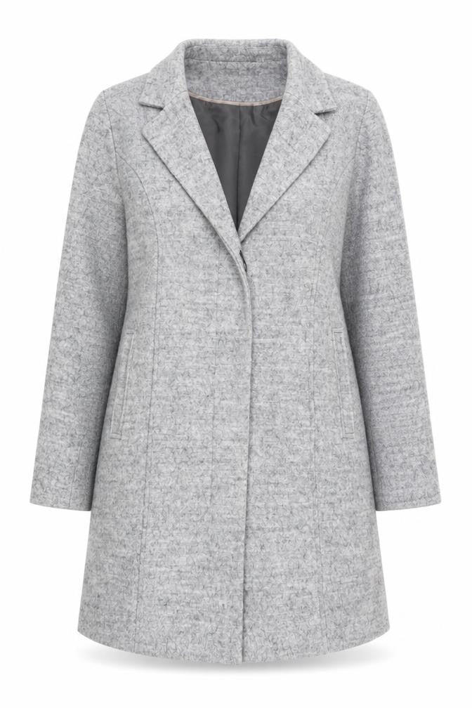 Front view of BHS Women's Grey Wool Blend Coat, size 14