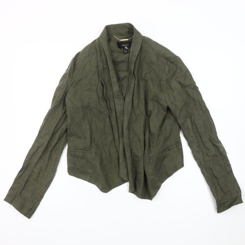 Mango Women's Green Linen Blazer, Size S, Regular Fit