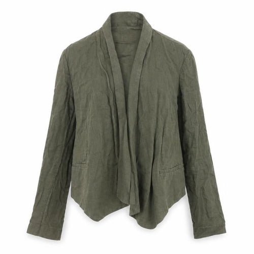 Mango Women's Green Linen Blazer, Size S, Regular Fit