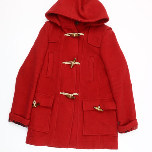 Topshop Women's Red Duffle Coat Size 6