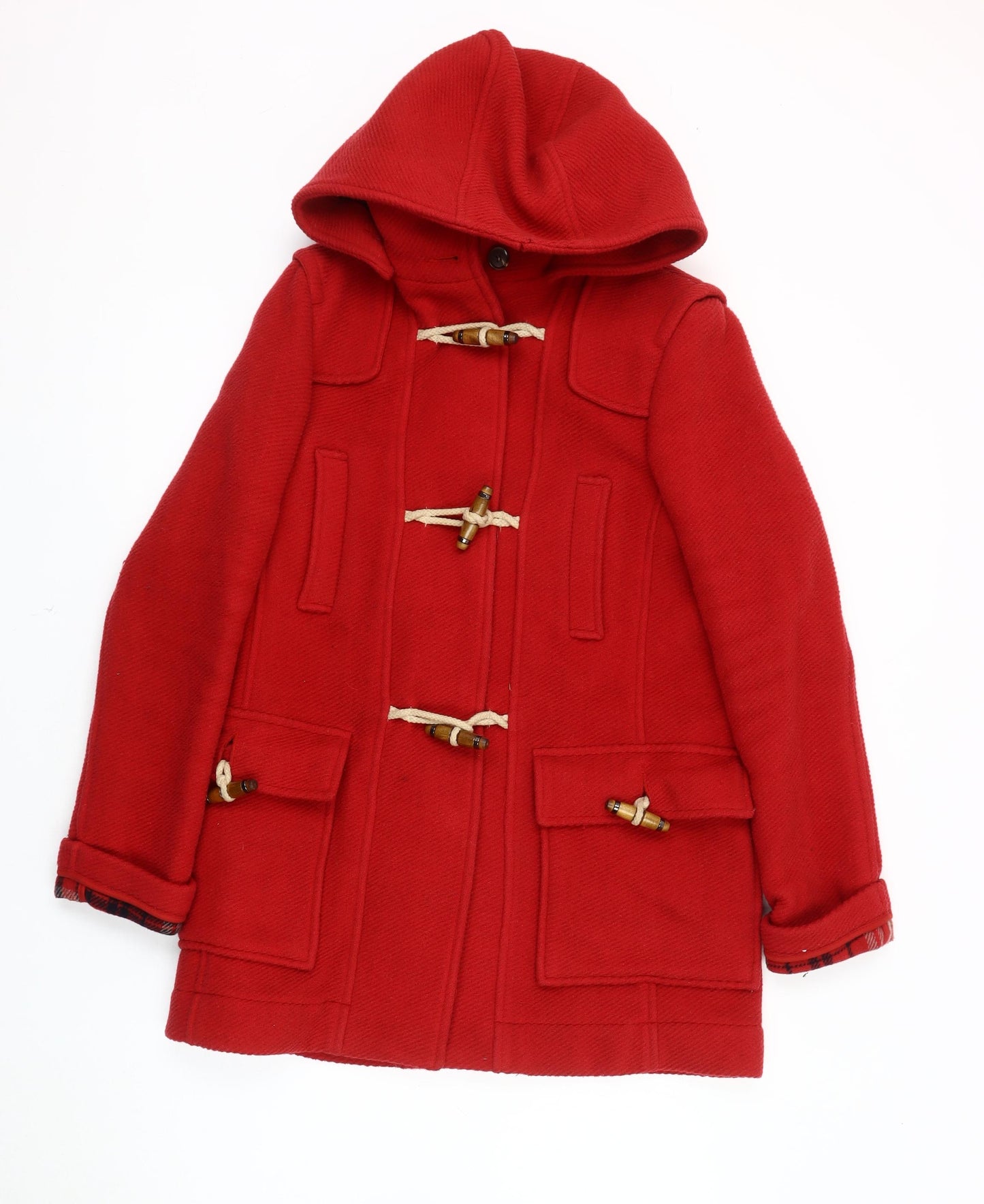 Topshop Women's Red Duffle Coat Size 6