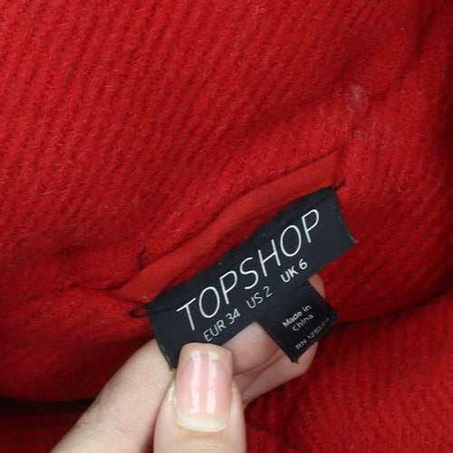 Topshop Women's Red Duffle Coat Size 6