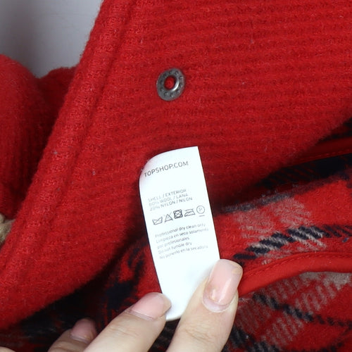 Topshop Women's Red Duffle Coat Size 6