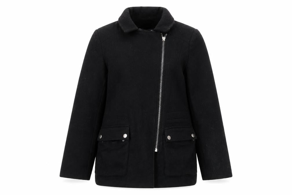 Front view of ASOS Women’s Black Mid-Length Wool Jacket -, size UK 10
