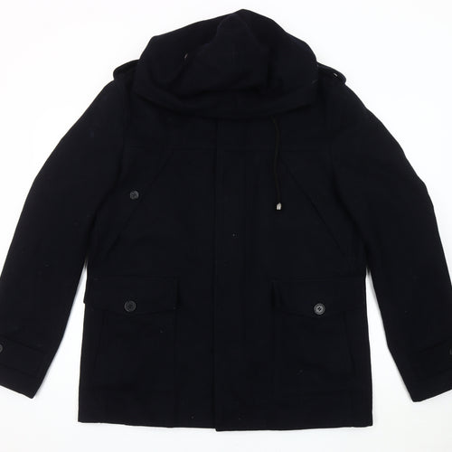 River Island Men's Black Wool Parka Jacket Size L