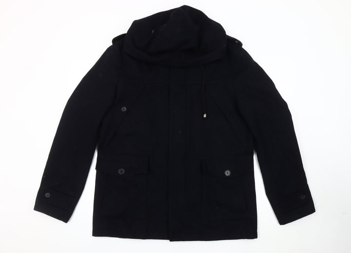 River Island Men's Black Wool Parka Jacket Size L