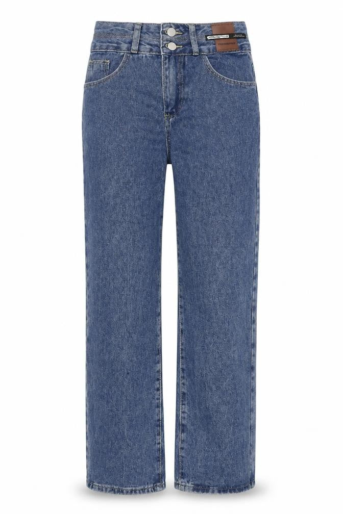 Front view of TWELVESQUARE Women's Blue Straight Jeans, size M