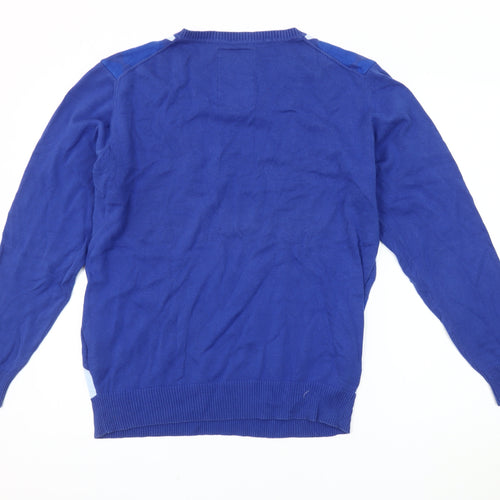 Enrico Rossi Men's Blue Argyle Knit Pullover Jumper M