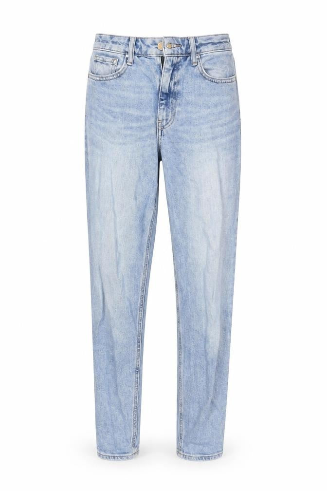 Front view of New Look Women's Blue Mom Jeans, size 6, Shaping Denim
