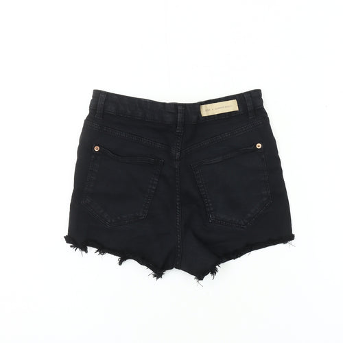 Bershka Women's Black Cut-Off Shorts Size 3