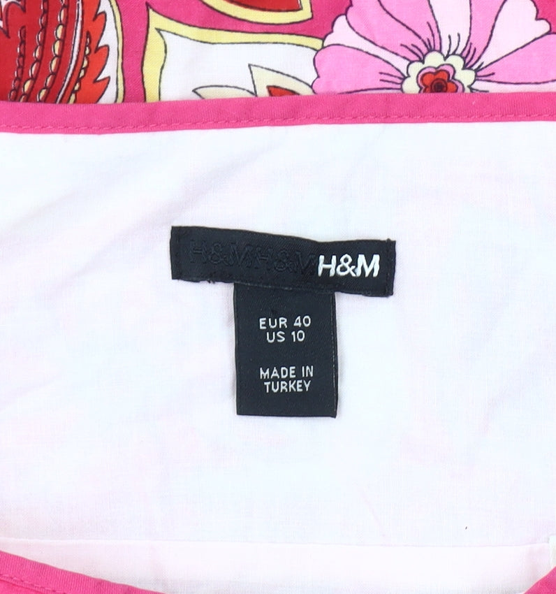 H&M Women's A-Line Floral Skirt, Size 12, Multicoloured