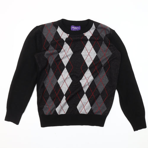 Ballantrae Men's Black Argyle S Pullover Jumper