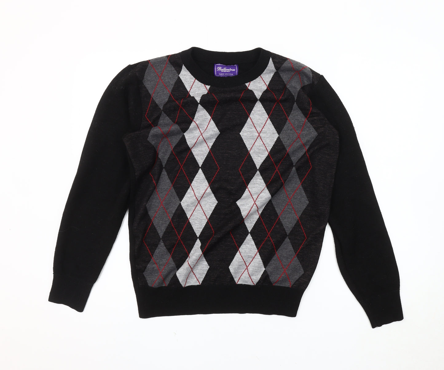 Ballantrae Men's Black Argyle S Pullover Jumper