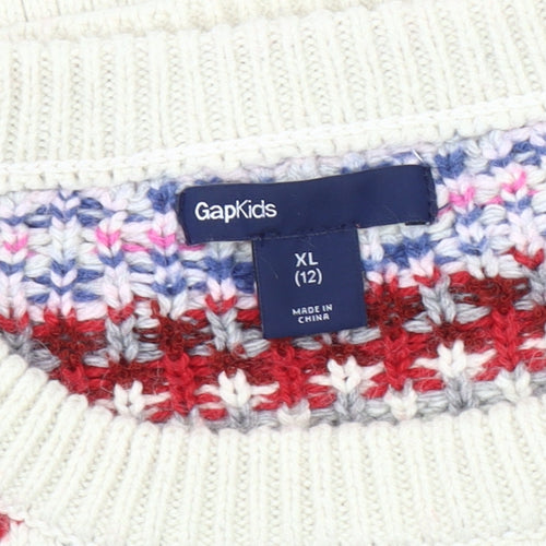 Gap Girls Multicoloured Fair Isle Pullover Jumper, Size 12