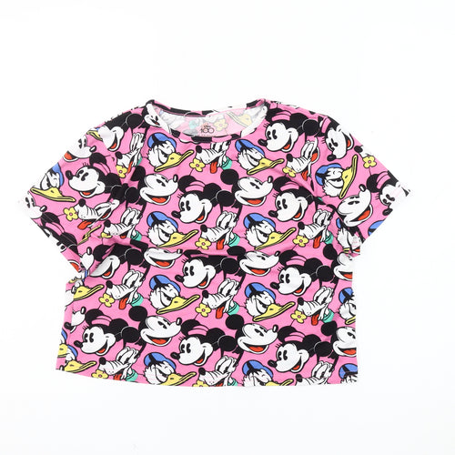 Disney Girls Pink Mickey Mouse Cropped T-Shirt 10-11 Years