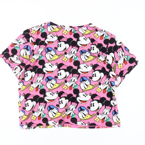 Disney Girls Pink Mickey Mouse Cropped T-Shirt 10-11 Years