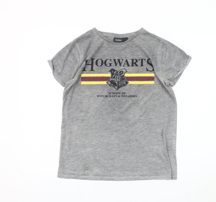 Harry Potter Women's Grey Hogwarts T-Shirt Size 10