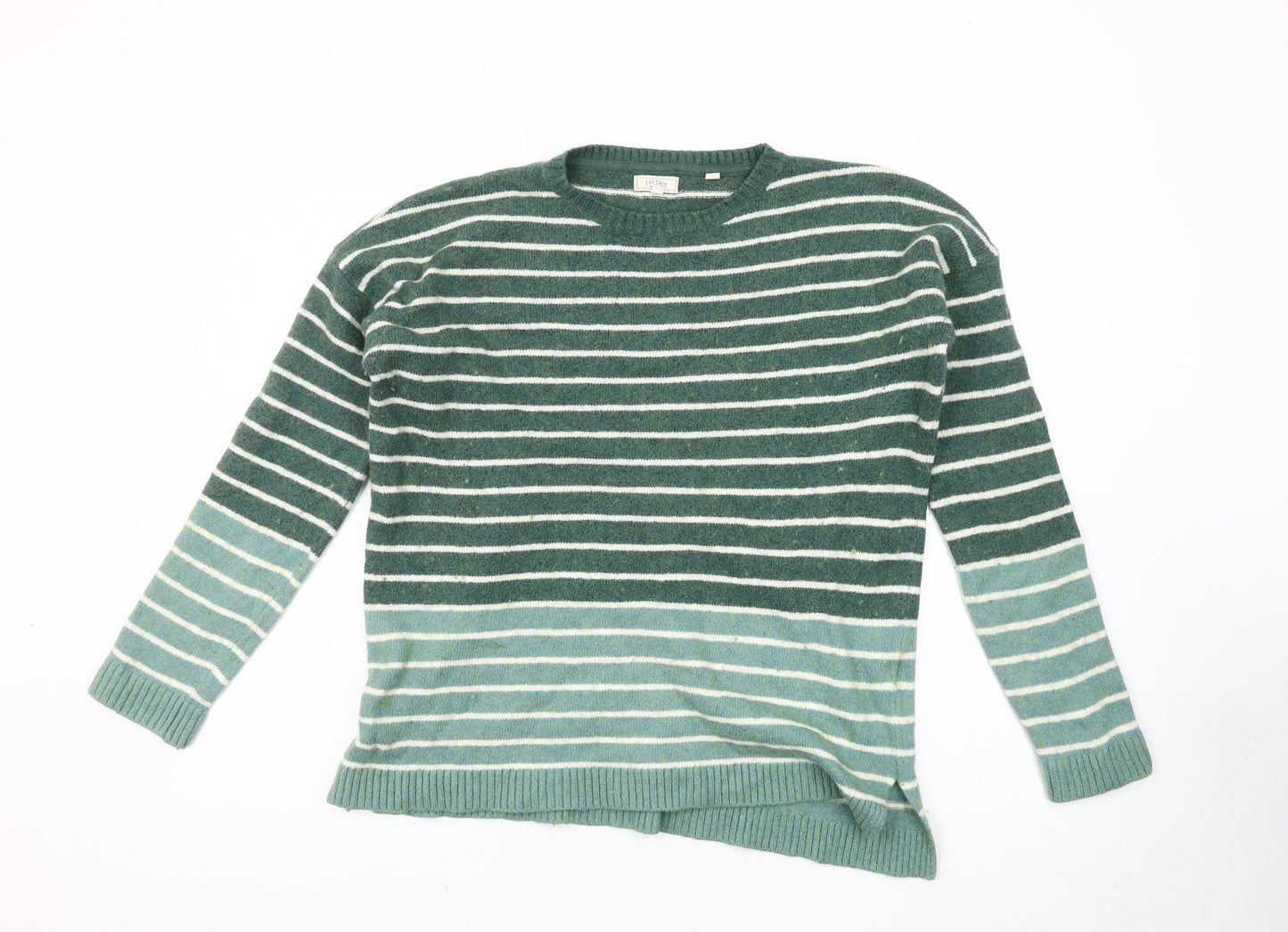 Fat Face Women's Green Striped Pullover Jumper Size 10