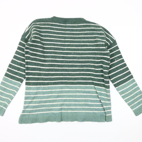 Fat Face Women's Green Striped Pullover Jumper Size 10