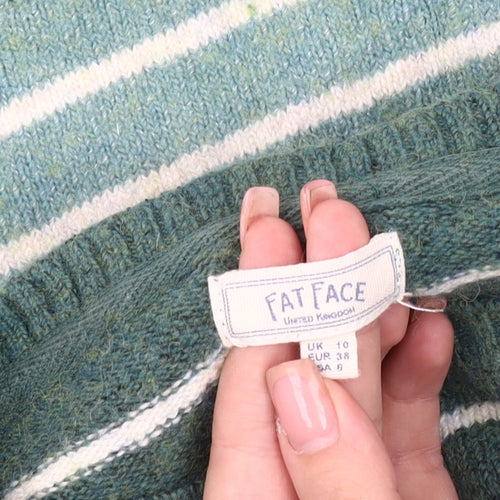 Fat Face Women's Green Striped Pullover Jumper Size 10