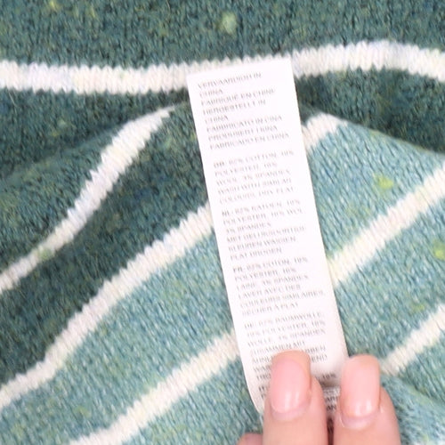 Fat Face Women's Green Striped Pullover Jumper Size 10