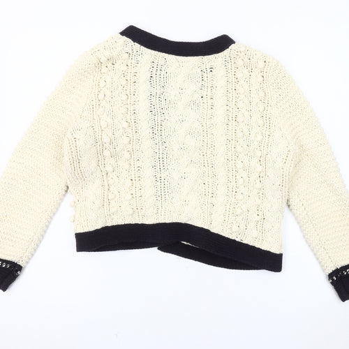 Whistles Women’s Ivory Cable-Knit Open Front Cardigan M