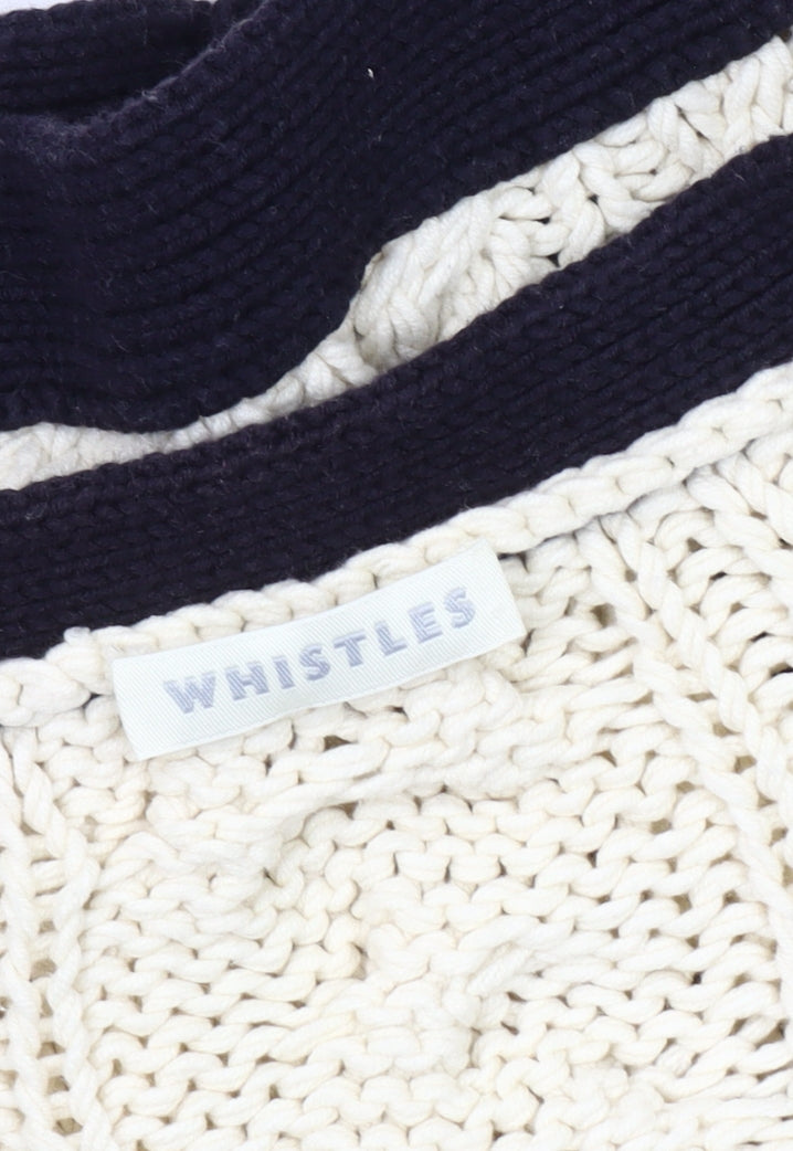 Whistles Women’s Ivory Cable-Knit Open Front Cardigan M