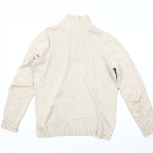 Crew Clothing Co. Men's Beige Henley Jumper Size S