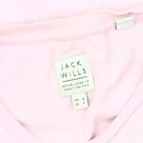Jack Wills Women's Pink T-Shirt, Size 4, Casual Crew Neck